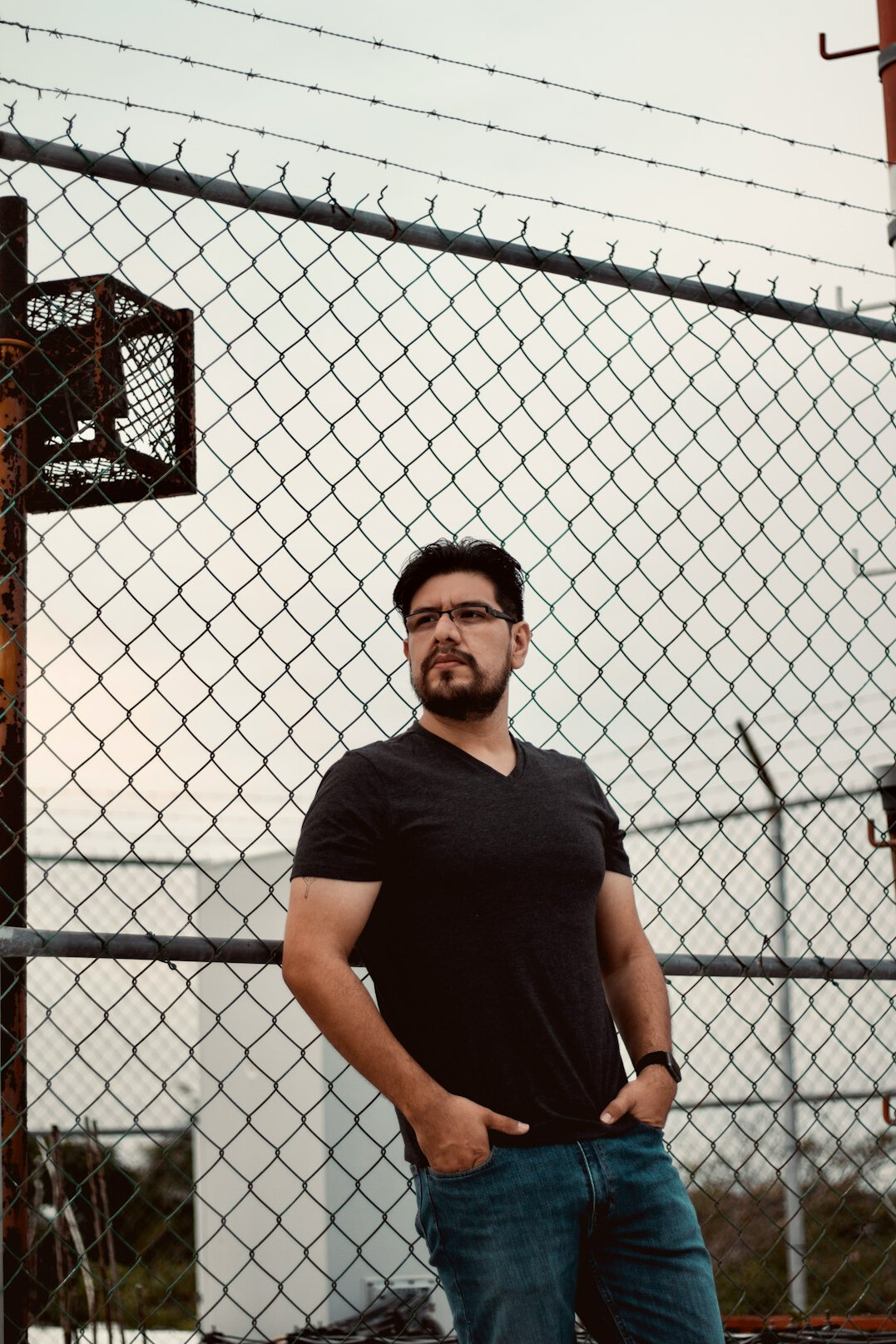Portrait of a man with a beard looking at the camera