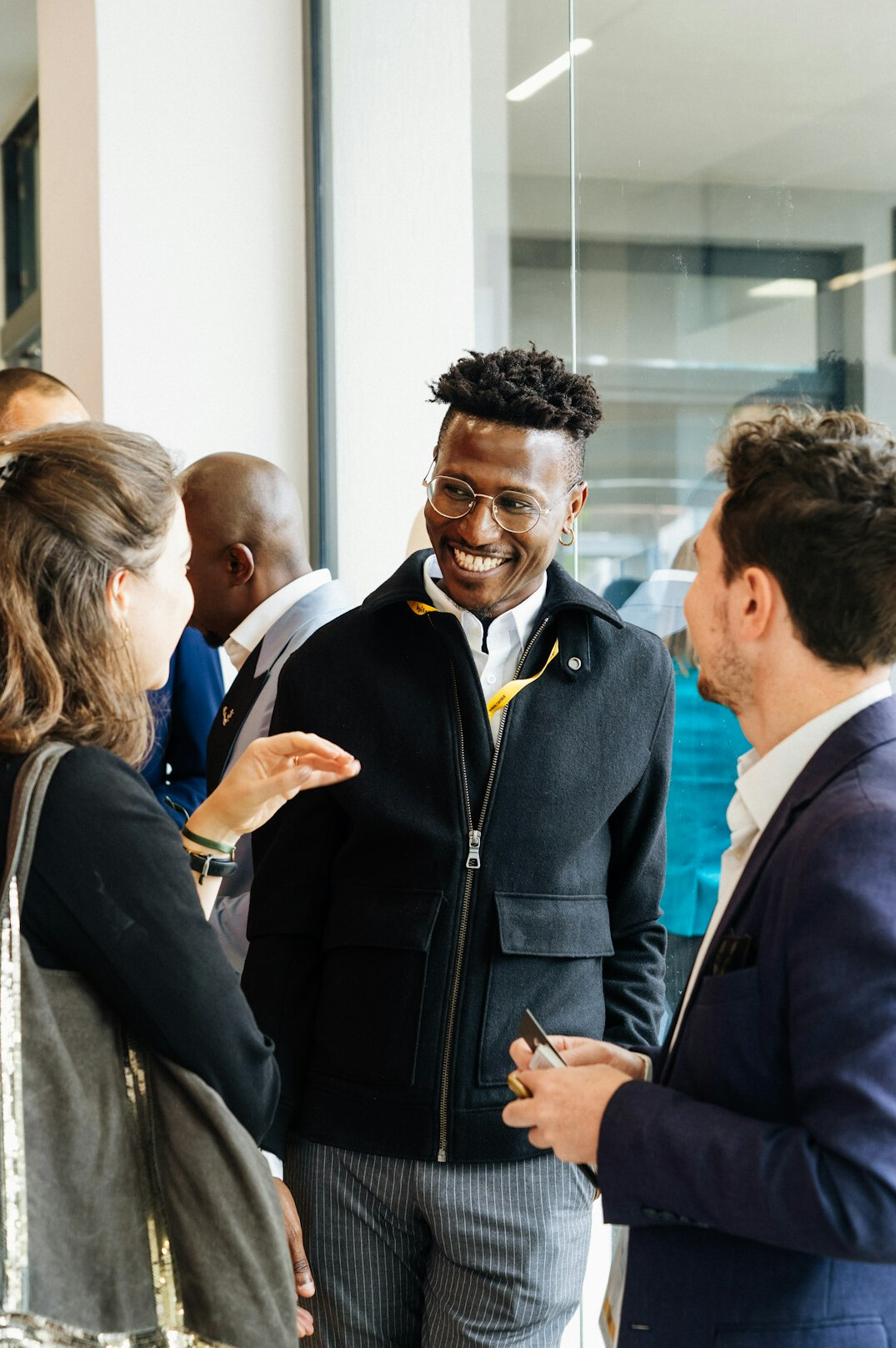 man networking at event